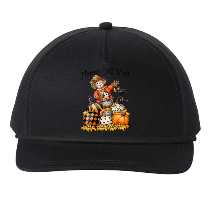 Happy Fall Yall Pumpkin Scarecrow Thanksgiving Halloween Gift Snapback Five-Panel Rope Hat