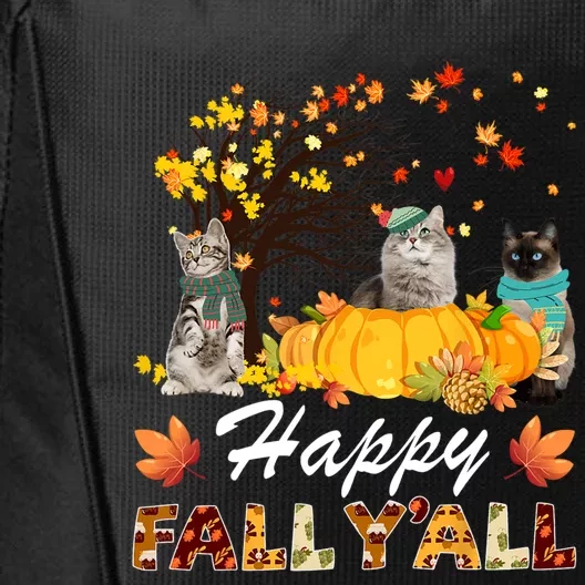 Happy Fall YAll Pumpkin Pickup Truck Cat Thanksgiving T Gift City Backpack