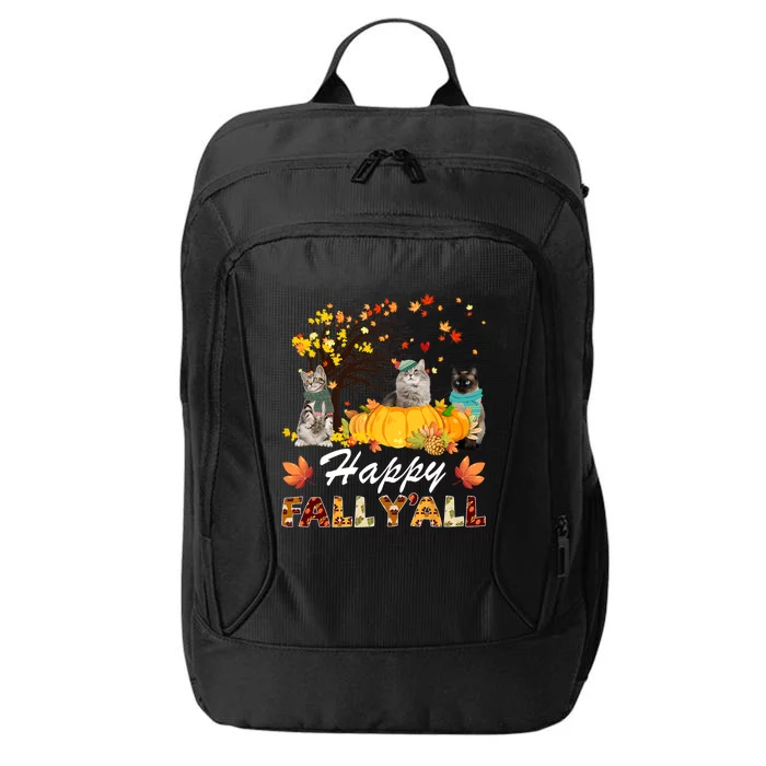 Happy Fall YAll Pumpkin Pickup Truck Cat Thanksgiving T Gift City Backpack