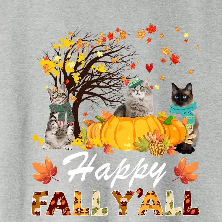 Happy Fall YAll Pumpkin Pickup Truck Cat Thanksgiving T Gift Women's Crop Top Tee