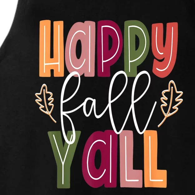 Happy Fall Yall Pumpkin Thanksgiving Halloween Cute Women Ladies Tri-Blend Wicking Tank