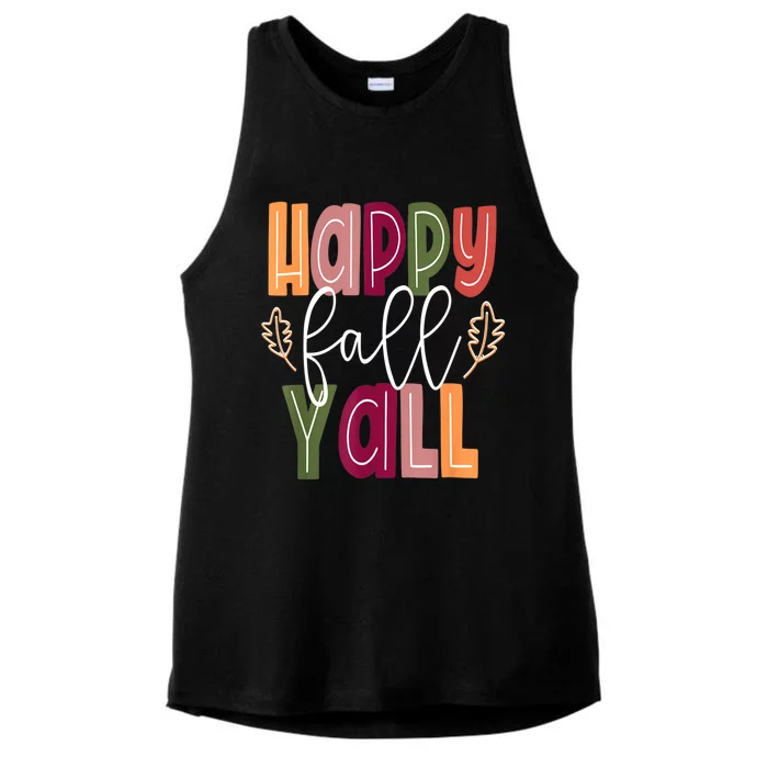 Happy Fall Yall Pumpkin Thanksgiving Halloween Cute Women Ladies Tri-Blend Wicking Tank