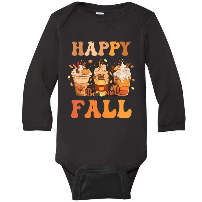 Happy Fall YAll Autumn Halloween Pumpkin Spice Latte Baby Long Sleeve Bodysuit