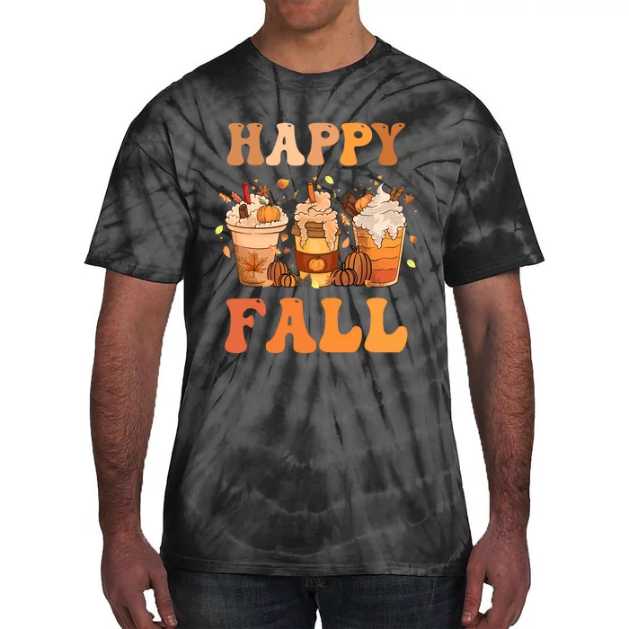 Happy Fall YAll Autumn Halloween Pumpkin Spice Latte Tie-Dye T-Shirt