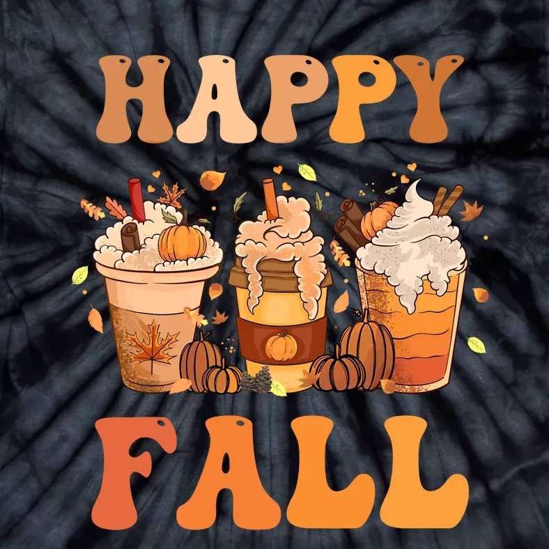 Happy Fall YAll Autumn Halloween Pumpkin Spice Latte Tie-Dye T-Shirt