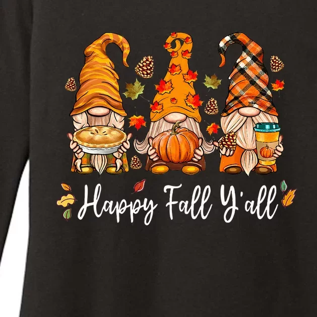 Happy Fall Yall Gnome Pumpkin Truck Autumn Thanksgiving Womens CVC Long Sleeve Shirt