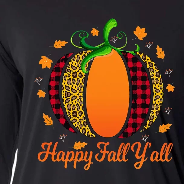 Happy Fall Y'all Pumpkin Leopard Cute Autumn Cooling Performance Long Sleeve Crew