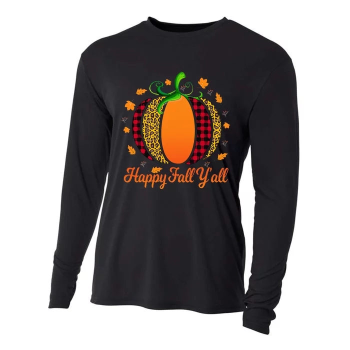 Happy Fall Y'all Pumpkin Leopard Cute Autumn Cooling Performance Long Sleeve Crew