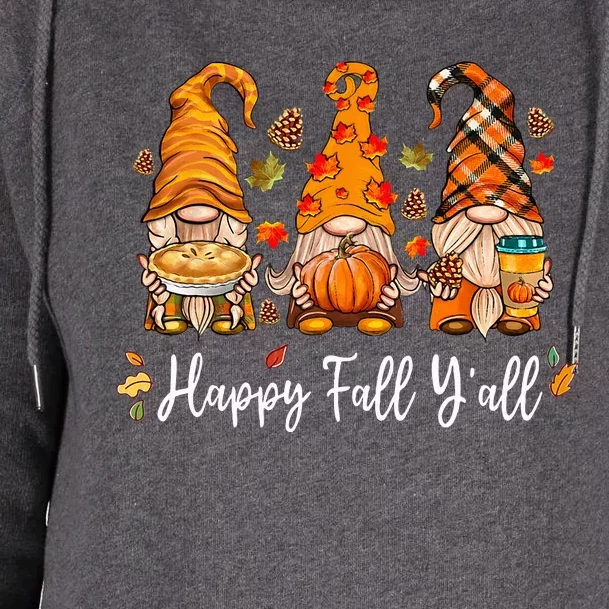 Happy Fall Yall Gnome Pumpkin Truck Autumn Thanksgiving Womens Funnel Neck Pullover Hood