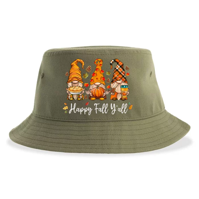 Happy Fall Yall Gnome Pumpkin Truck Autumn Thanksgiving Sustainable Bucket Hat