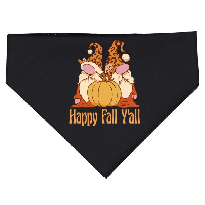 Happy Fall Y'all Gnome Cute Pumpkin USA-Made Doggie Bandana