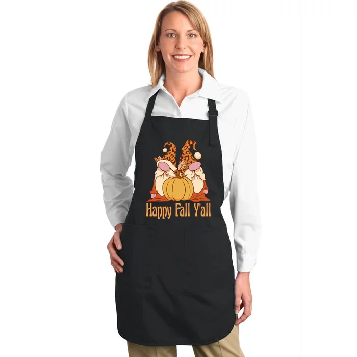 Happy Fall Y'all Gnome Cute Pumpkin Full-Length Apron With Pocket