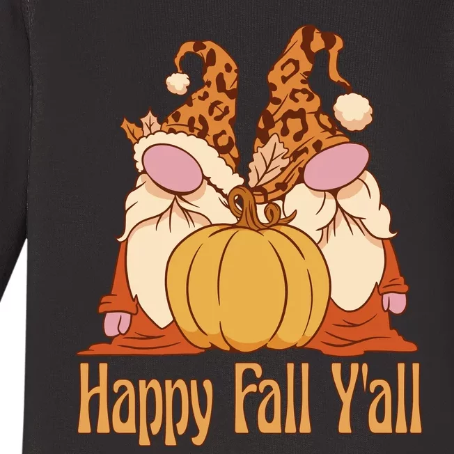 Happy Fall Y'all Gnome Cute Pumpkin Baby Long Sleeve Bodysuit