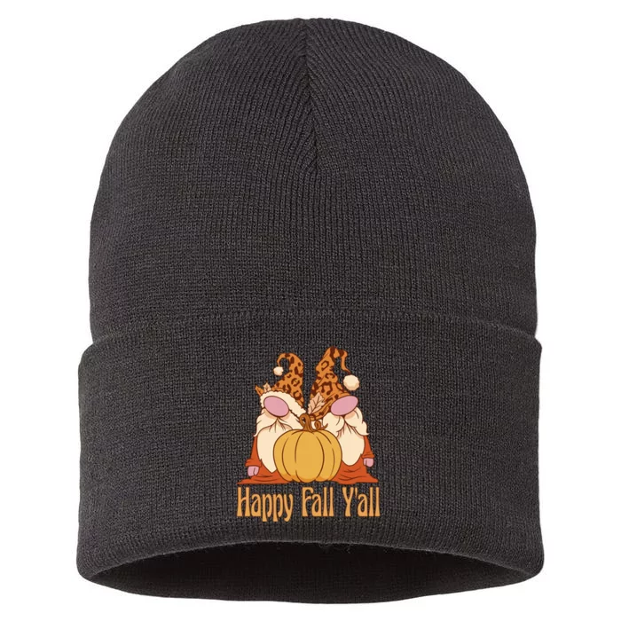 Happy Fall Y'all Gnome Cute Pumpkin Sustainable Knit Beanie