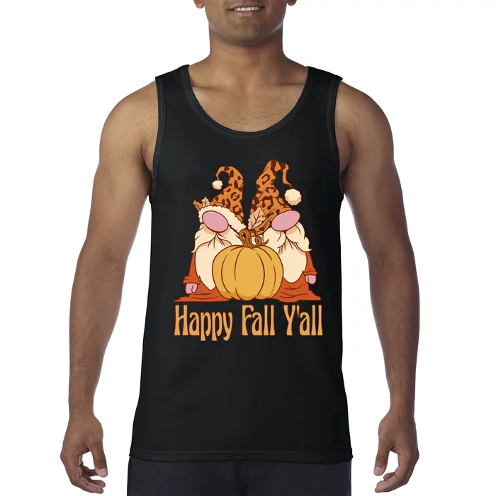 Happy Fall Y'all Gnome Cute Pumpkin Tank Top