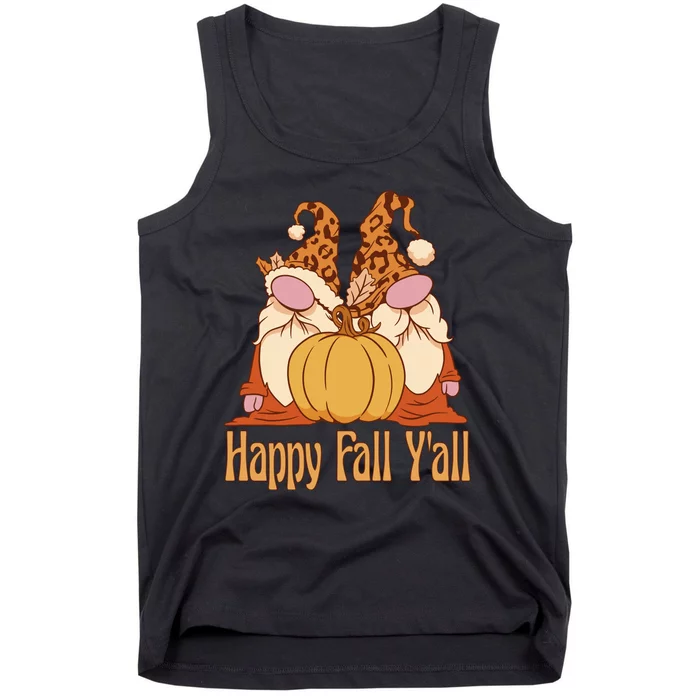 Happy Fall Y'all Gnome Cute Pumpkin Tank Top