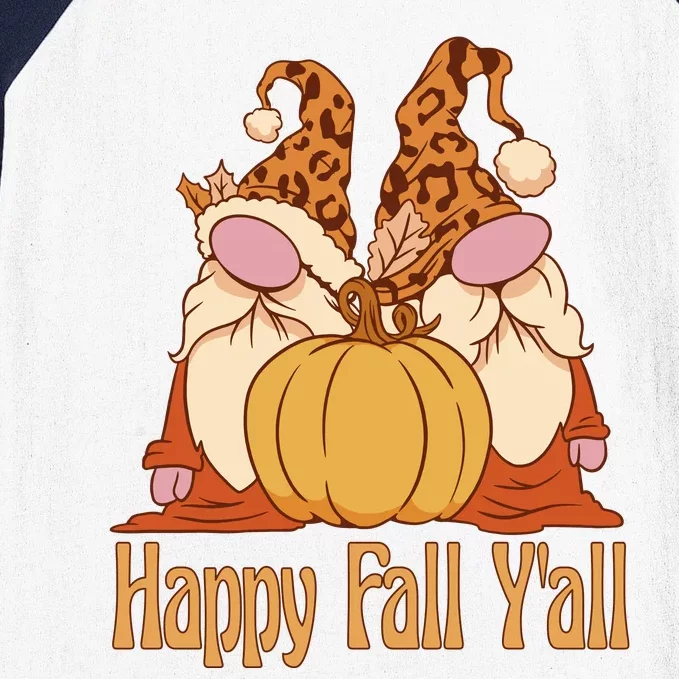 Happy Fall Y'all Gnome Cute Pumpkin Baseball Sleeve Shirt