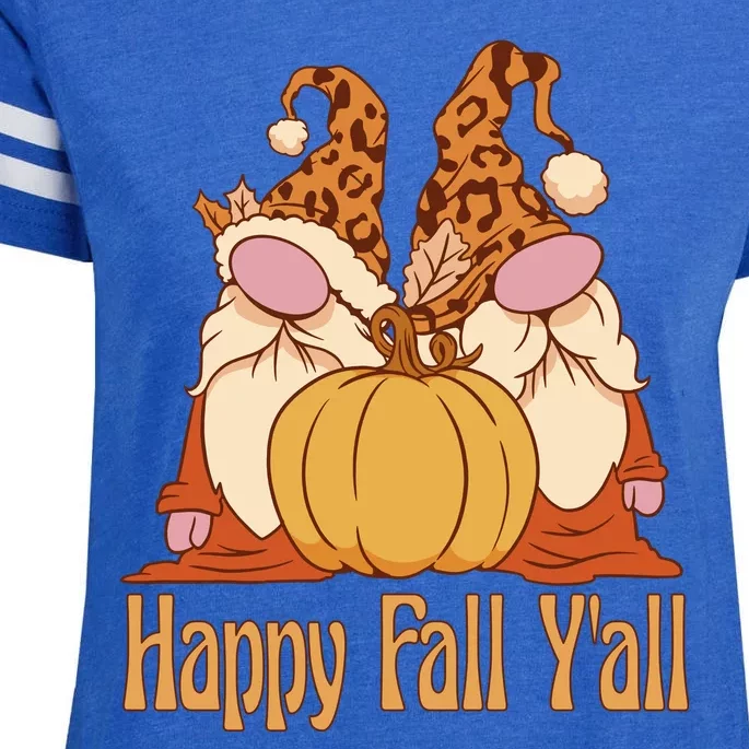 Happy Fall Y'all Gnome Cute Pumpkin Enza Ladies Jersey Football T-Shirt