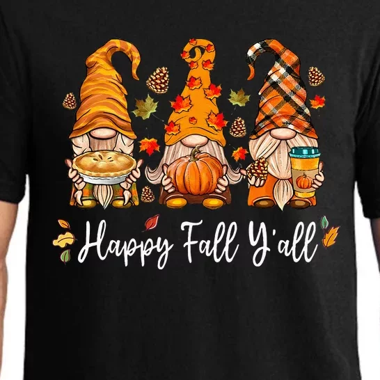 Happy Fall Yall Gnome Pumpkin Truck Autumn Thanksgiving Pajama Set