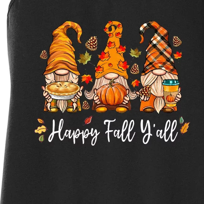 Happy Fall Yall Gnome Pumpkin Truck Autumn Thanksgiving Women's Racerback Tank