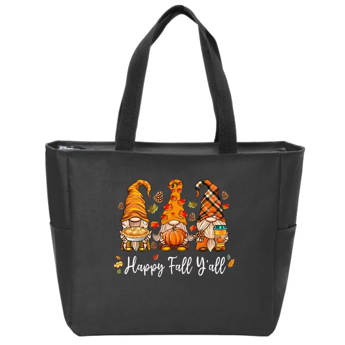 Happy Fall Yall Gnome Pumpkin Truck Autumn Thanksgiving Zip Tote Bag