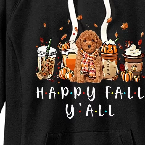 Happy Fall Yall Poodle Dog Coffee Pumpkin Fall Autumn Women's Fleece Hoodie