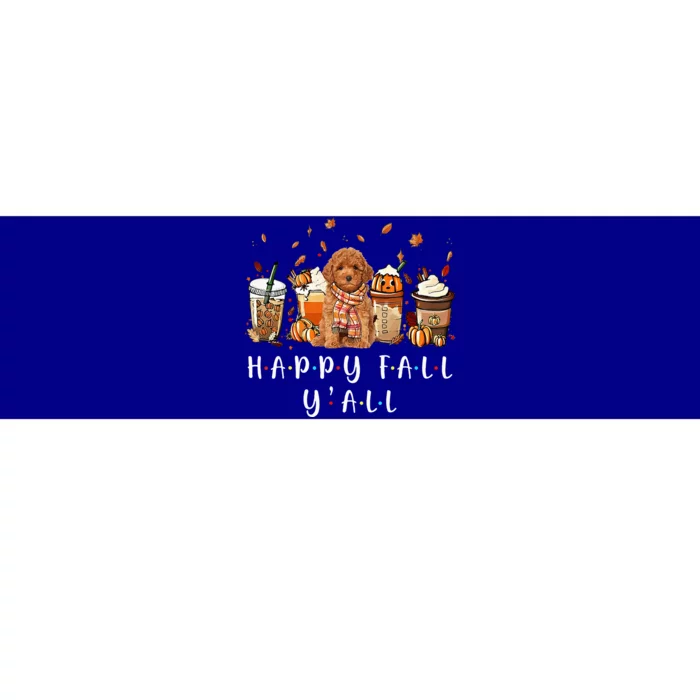 Happy Fall Yall Poodle Dog Coffee Pumpkin Fall Autumn Bumper Sticker