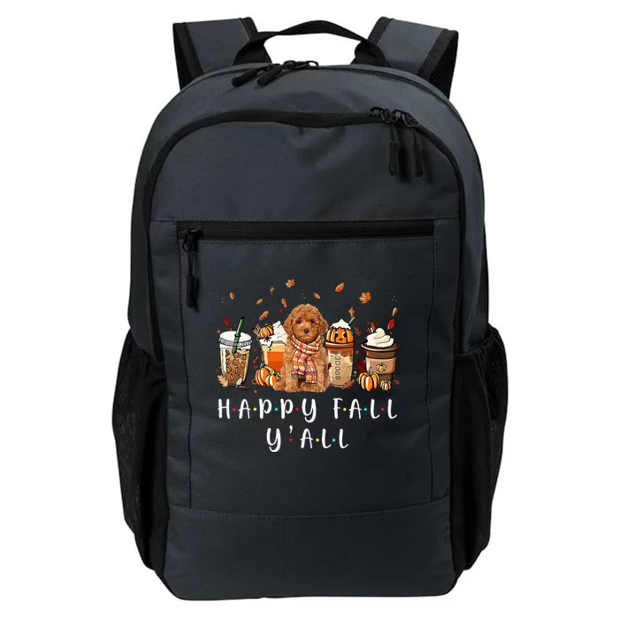 Happy Fall Yall Poodle Dog Coffee Pumpkin Fall Autumn Daily Commute Backpack