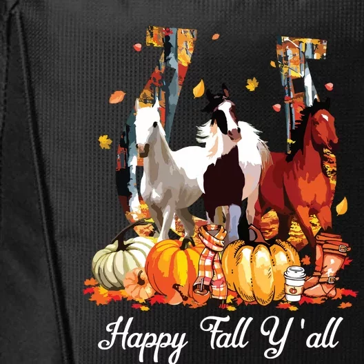 Happy Fall YAll Horse Thanksgiving Horse Lover Halloween City Backpack