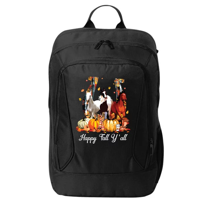 Happy Fall YAll Horse Thanksgiving Horse Lover Halloween City Backpack