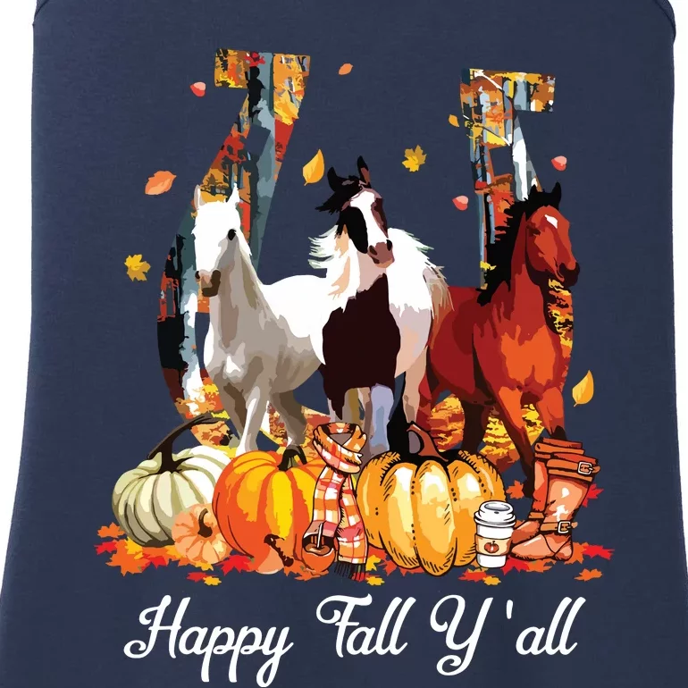 Happy Fall YAll Horse Thanksgiving Horse Lover Halloween Ladies Essential Tank