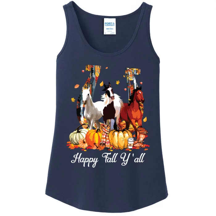 Happy Fall YAll Horse Thanksgiving Horse Lover Halloween Ladies Essential Tank