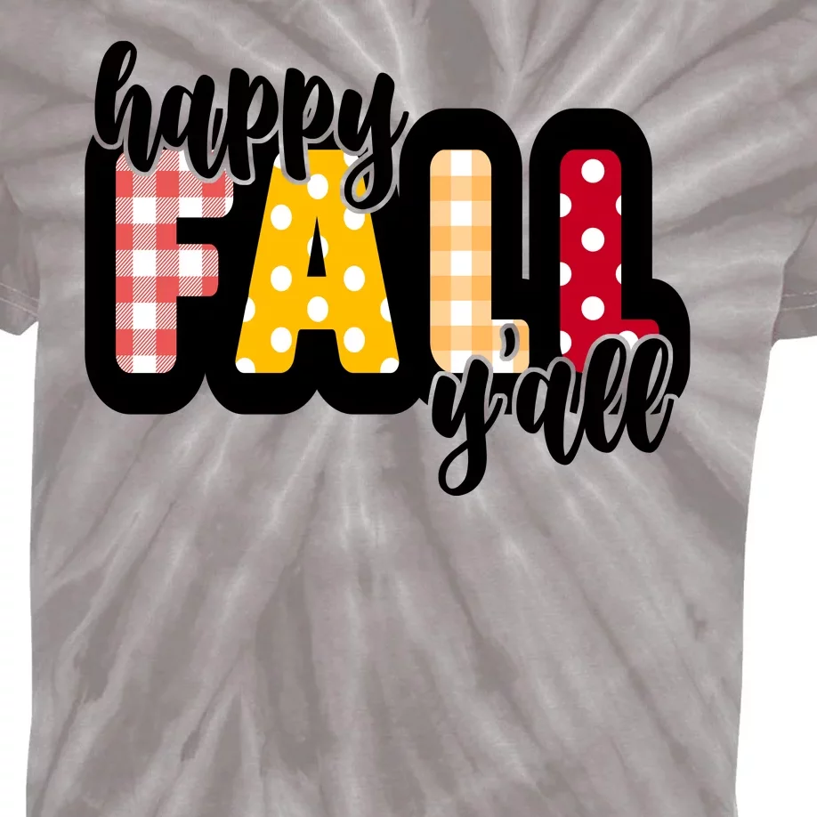 Happy Fall Yall Cozy Kids Tie-Dye T-Shirt