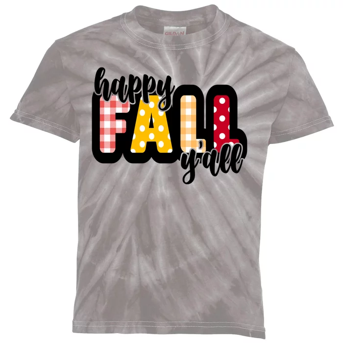 Happy Fall Yall Cozy Kids Tie-Dye T-Shirt