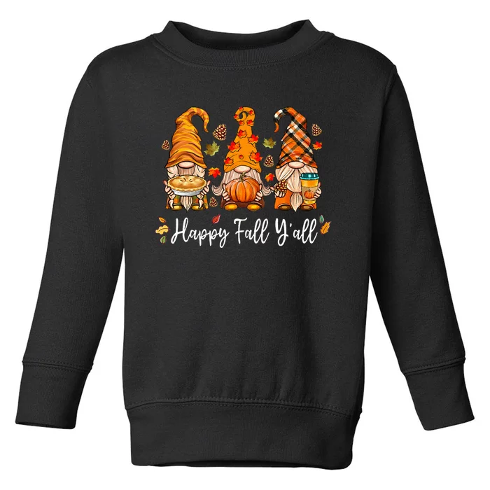 Happy Fall Yall Gnome Pumpkin Truck Autumn Thanksgiving Toddler Sweatshirt