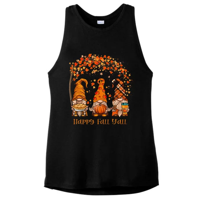 Happy Fall Yall Gnome Autumn Gnomes Pumpkin Spice Season Ladies Tri-Blend Wicking Tank