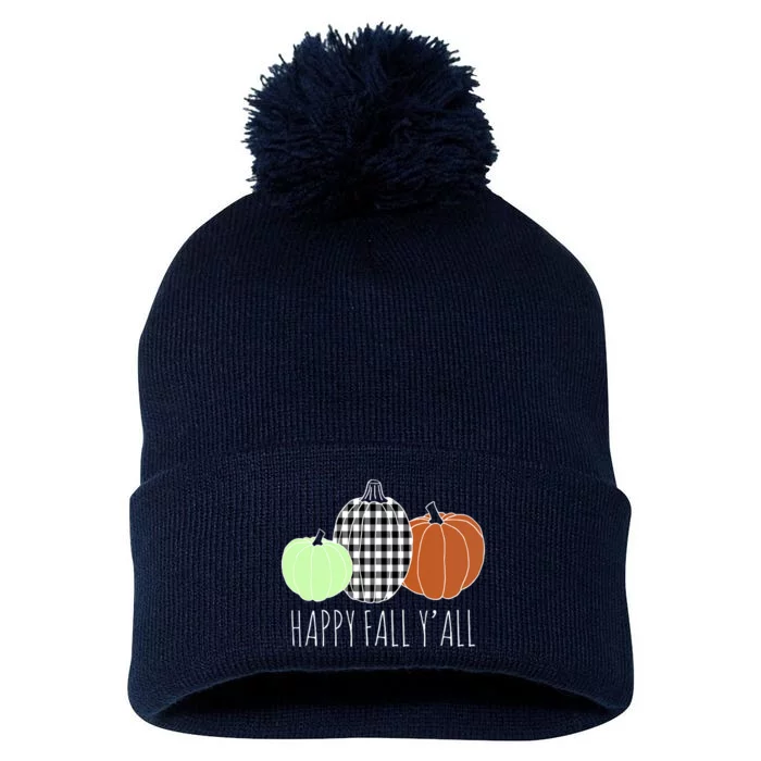 Happy Fall Yall Pumpkin Pom Pom 12in Knit Beanie