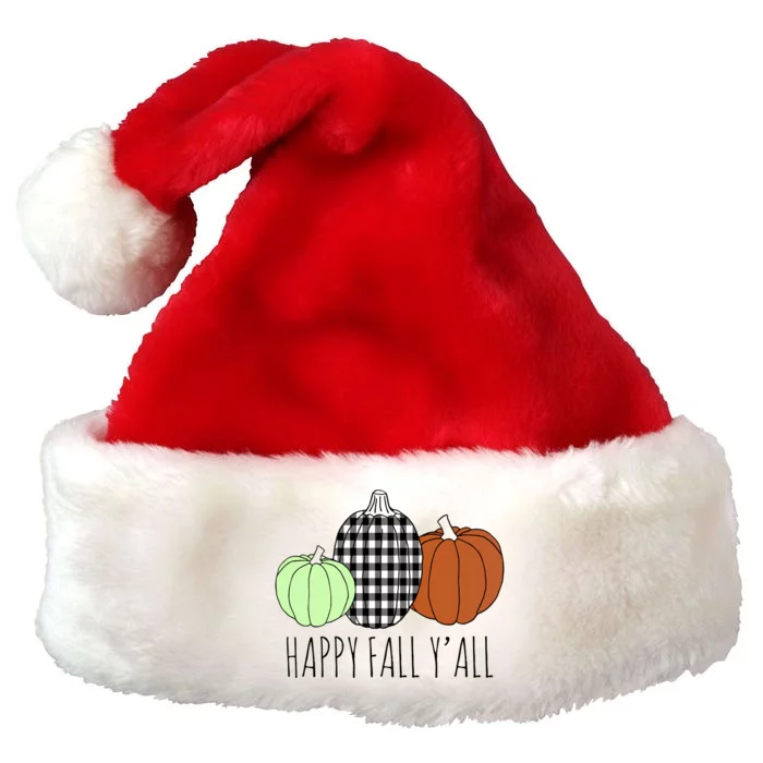 Happy Fall Yall Pumpkin Premium Christmas Santa Hat