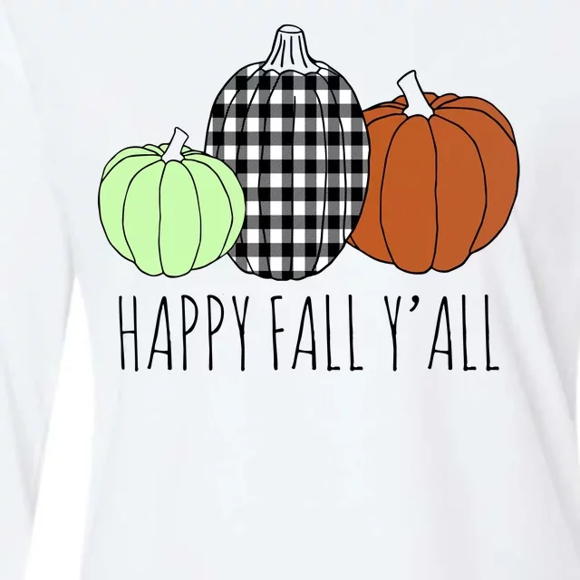 Happy Fall Yall Pumpkin Womens Cotton Relaxed Long Sleeve T-Shirt