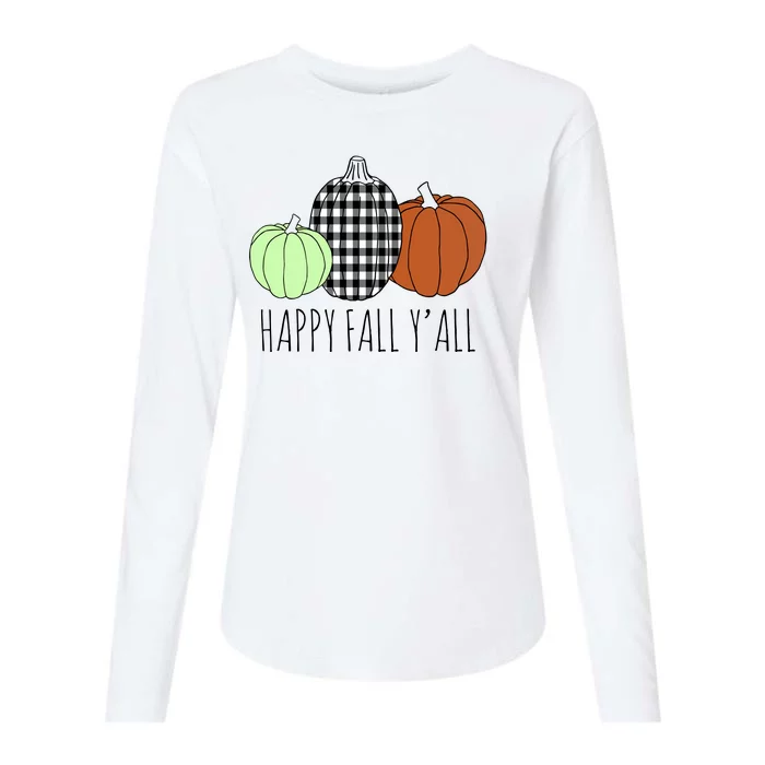 Happy Fall Yall Pumpkin Womens Cotton Relaxed Long Sleeve T-Shirt