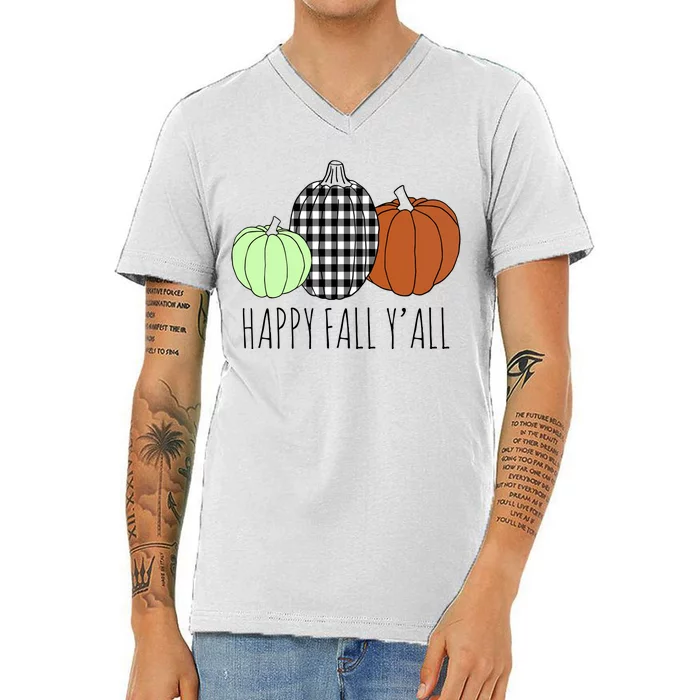 Happy Fall Yall Pumpkin V-Neck T-Shirt