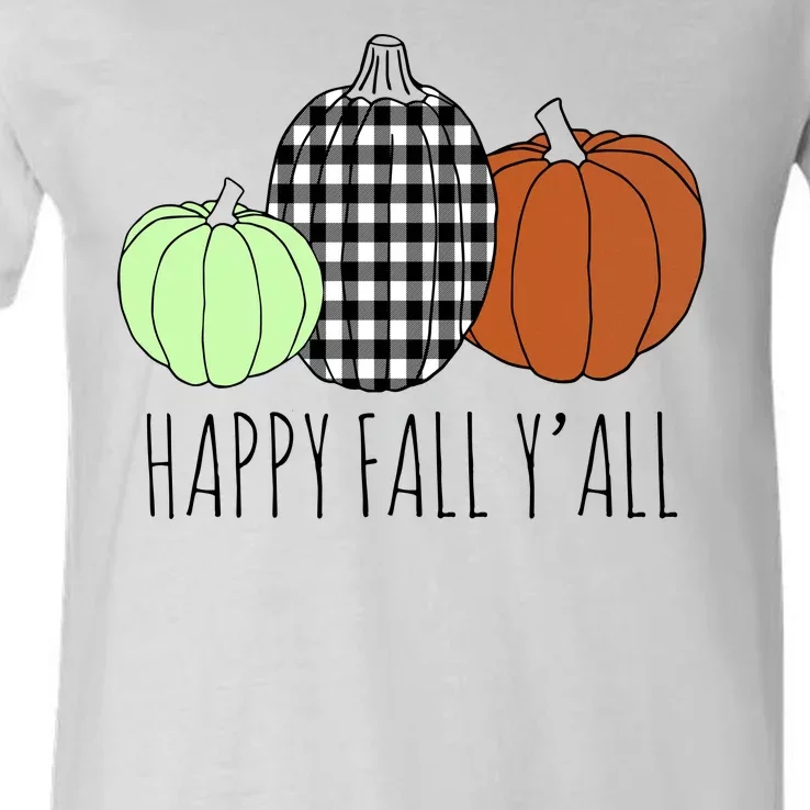 Happy Fall Yall Pumpkin V-Neck T-Shirt