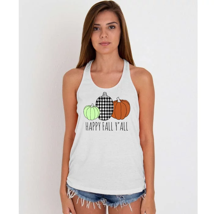 Happy Fall Yall Pumpkin Women's Knotted Racerback Tank