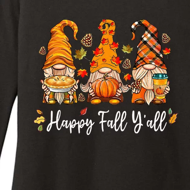 Happy Fall Yall Gnome Pumpkin Truck Autumn Thanksgiving Womens CVC Long Sleeve Shirt