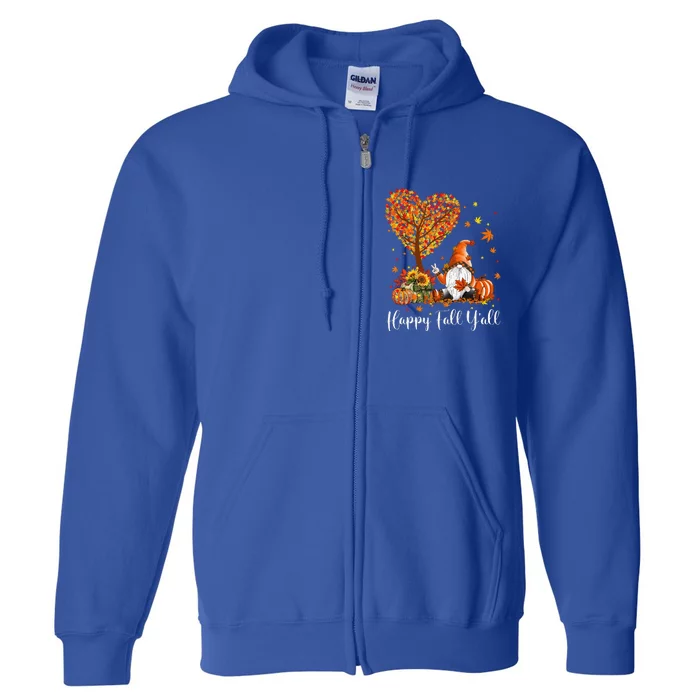 Happy Fall Yall Gnomes Pumpkin Autumn Vibes Thanksgiving Full Zip Hoodie