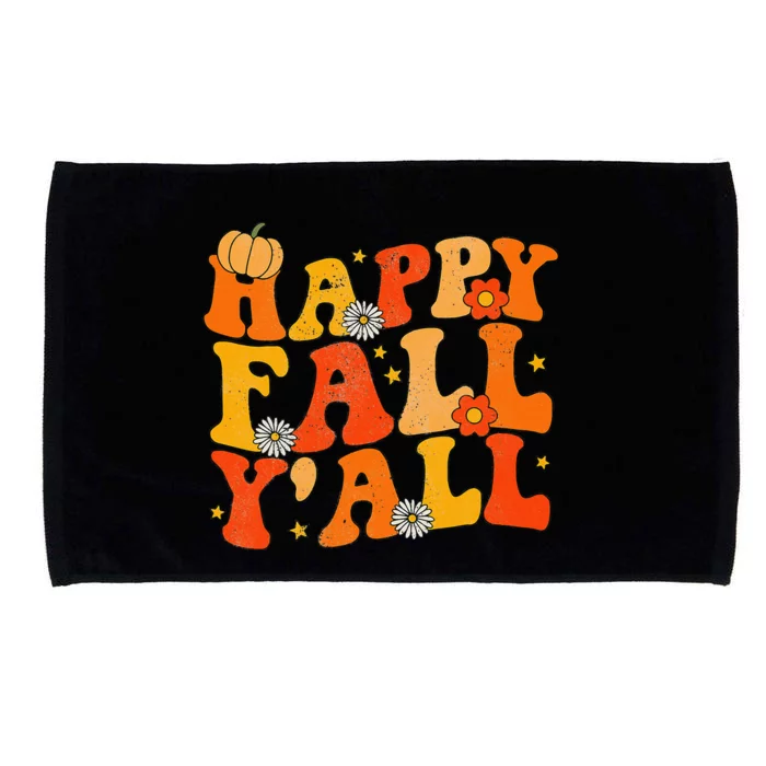 Happy Fall Yall Squad Groovy Fall Autumn And Halloween Microfiber Hand Towel