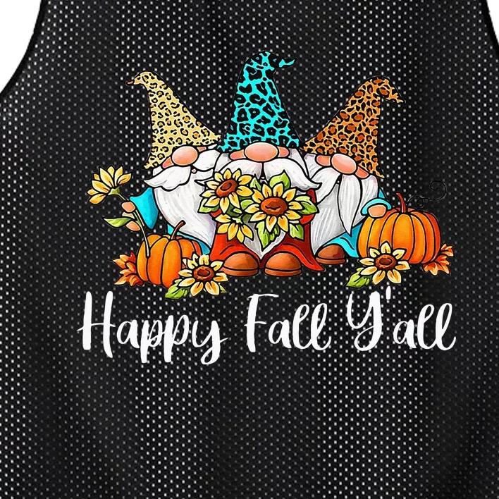 Happy Fall Yall Gnome Leopard Pumpkin Autumn Gnomes Mesh Reversible Basketball Jersey Tank