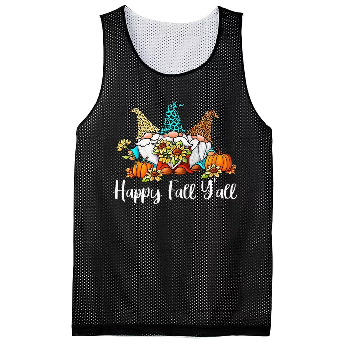 Happy Fall Yall Gnome Leopard Pumpkin Autumn Gnomes Mesh Reversible Basketball Jersey Tank