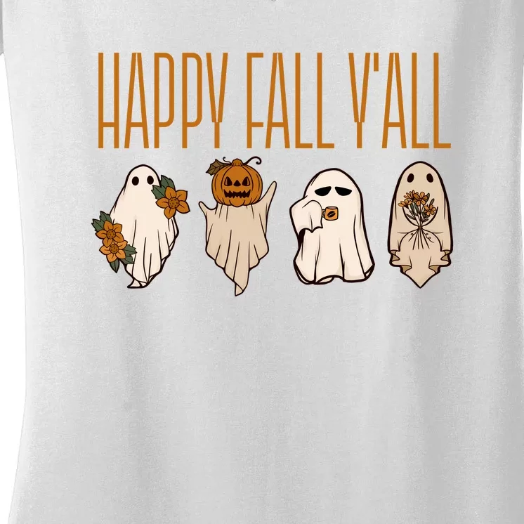 Happy Fall Yall Funny Halloween Women's V-Neck T-Shirt