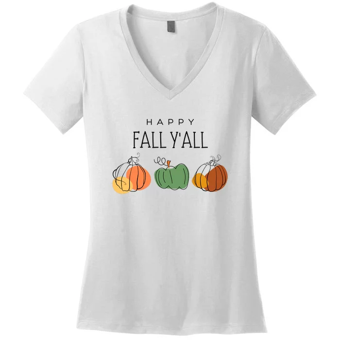 Happy Fall Yall Women's V-Neck T-Shirt